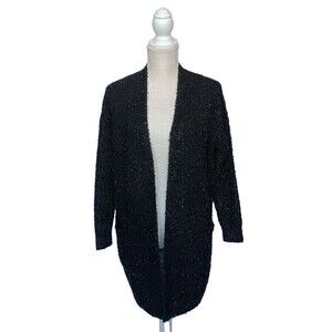 Lou & Grey for Loft Black Sparkly Oversized Open Front Cardigan Sweater Size XS